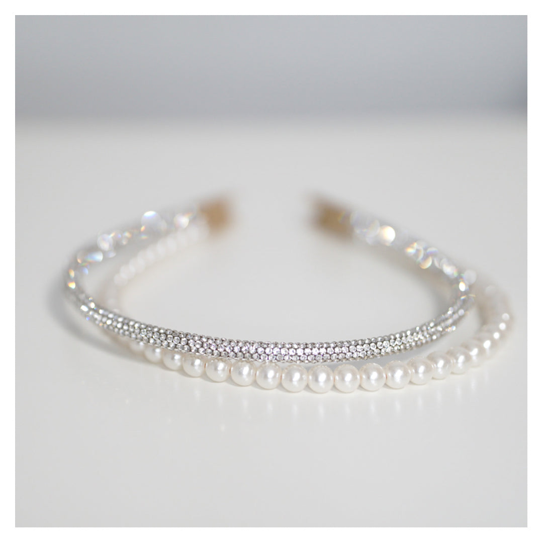 Rhinestone & Pearl Double Halo Headband
