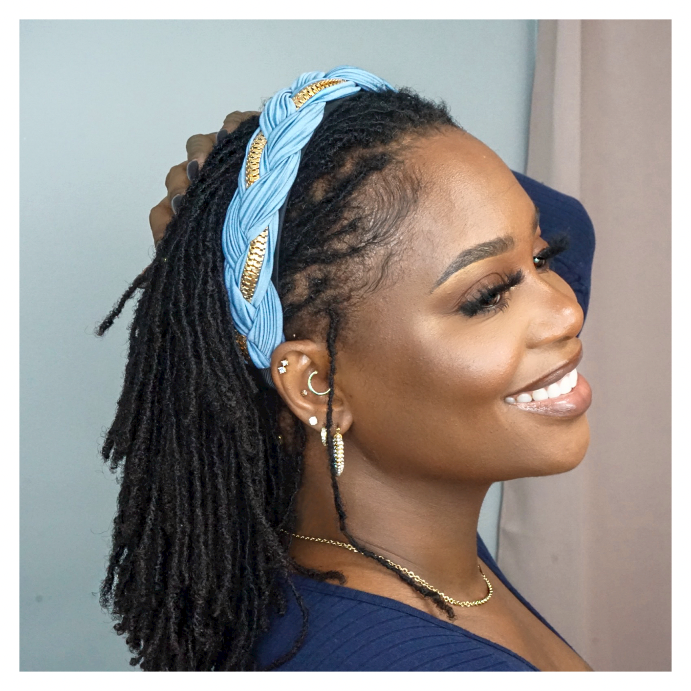 Braid & Zipper Wide Edge Head Band