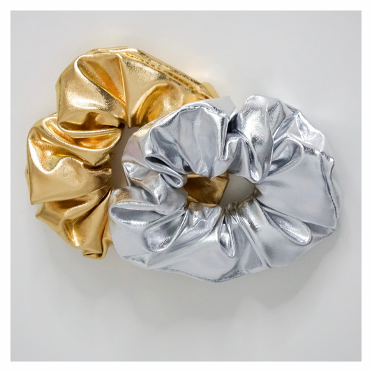 Metallic Leather Scrunchie