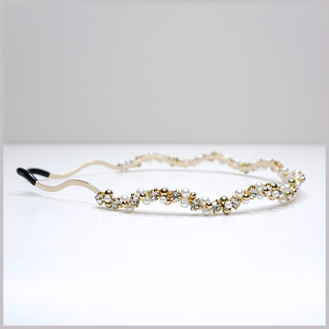 Rhinestone & Pearl Wavy Minimalist Headband
