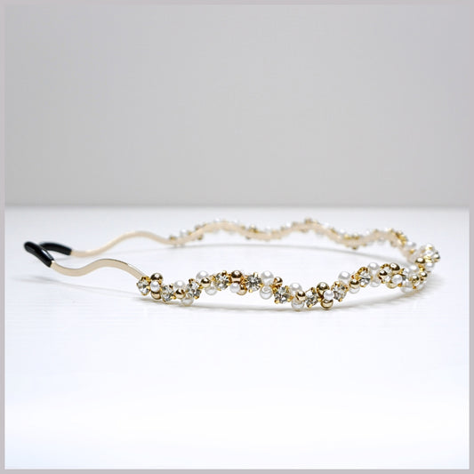 Rhinestone & Pearl Wavy Minimalist Headband