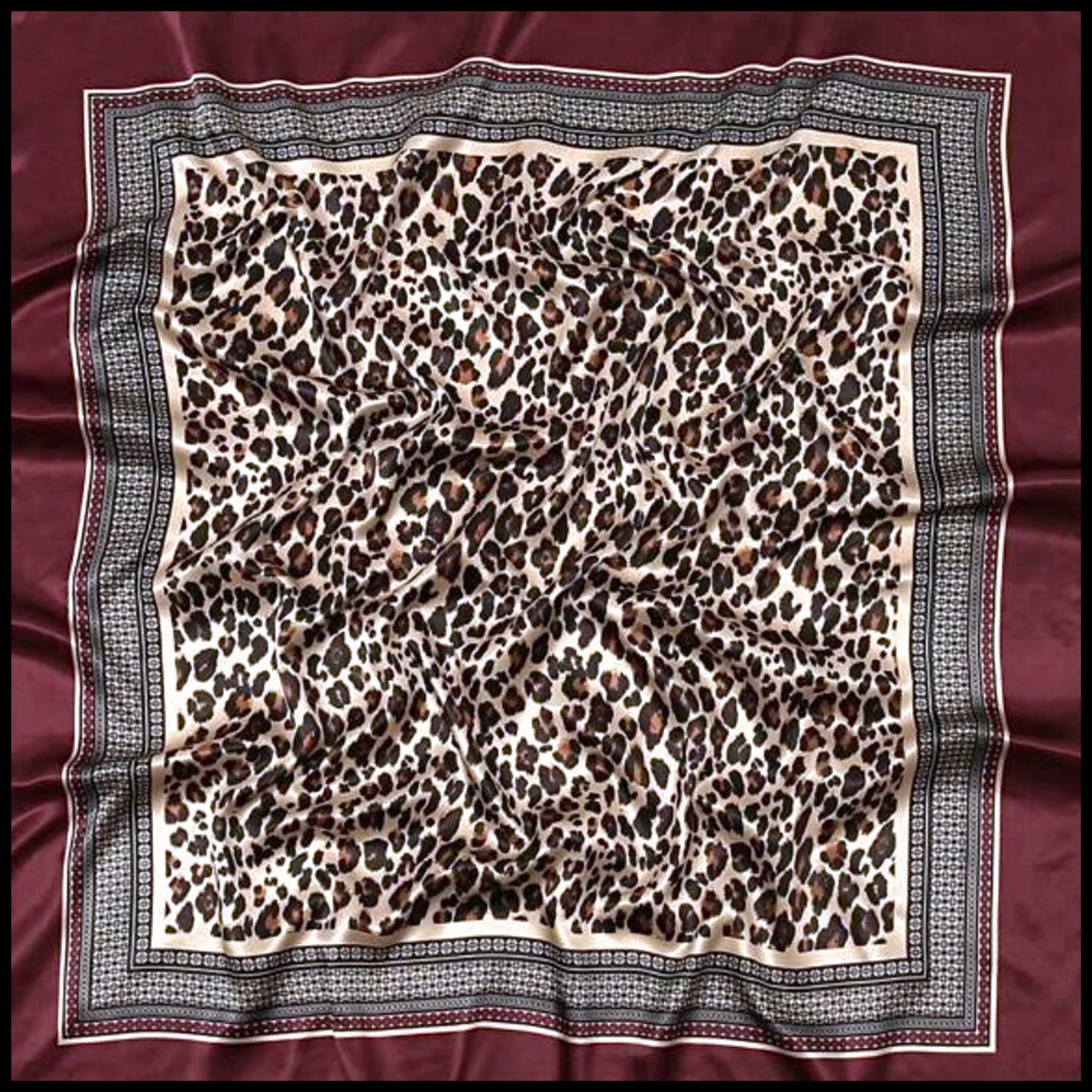 Leopard Print Satin Scarf - 1pc