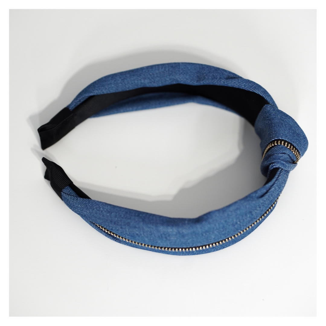 Denim & Zipper Tie Knot Headband