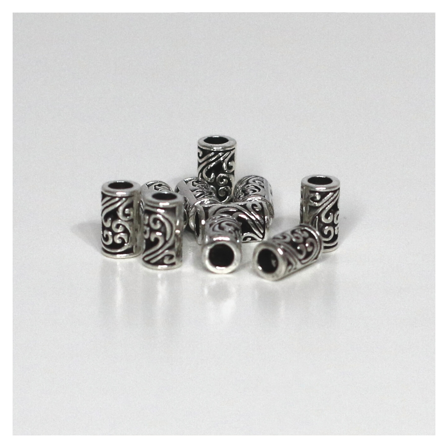 3mm Antique Tibetan Silver Filigree Tubes - 10 Pieces