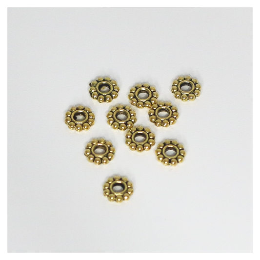 2mm Antique Tibetan Flowers - 10 Pieces