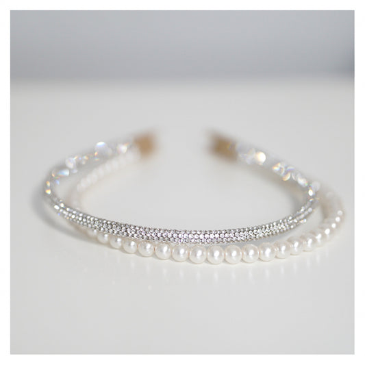 Rhinestone & Pearl Double Halo Headband