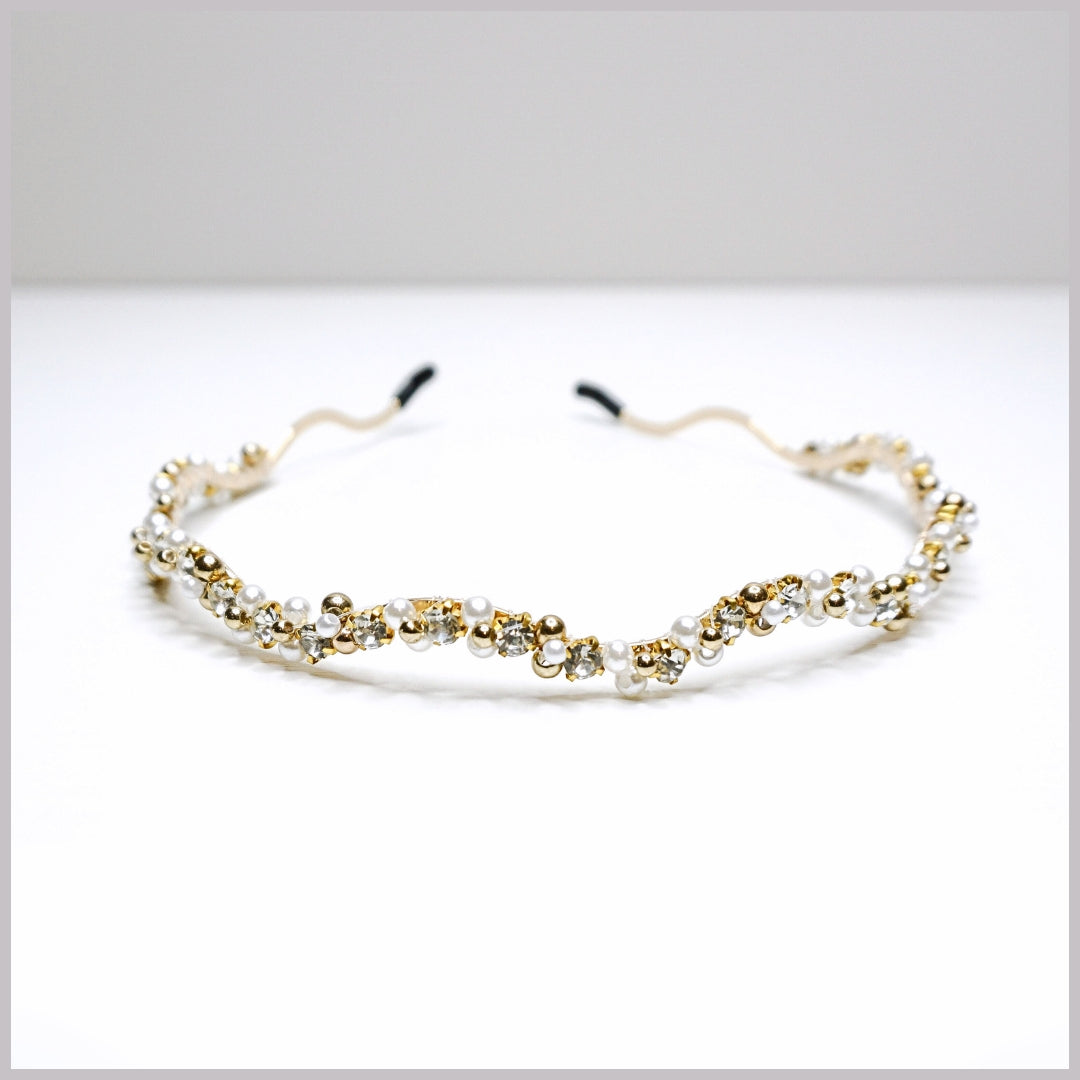 Rhinestone & Pearl Wavy Minimalist Headband