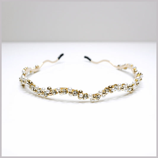 Rhinestone & Pearl Wavy Minimalist Headband