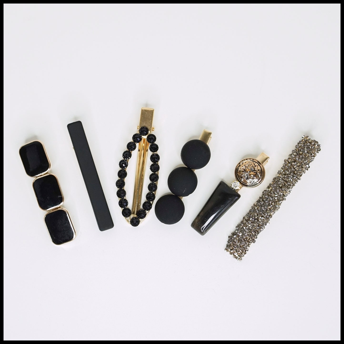 Matte & Rhinestone 6pcs Hair Clips